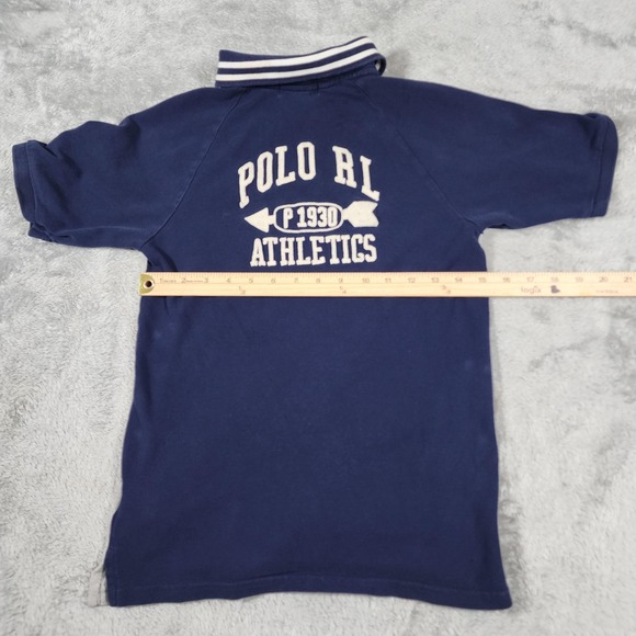 Polo Ralph Lauren Polo Shirt‎ Youth Large 14-16 Navy Gray Big Pony Athletics - Picture 9 of 13